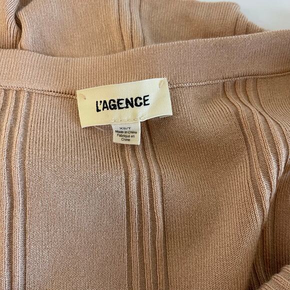 L’AGENCE Yuki Off The Shoulder Knit Top Beige Candied Ginger - Size XS - Picture 6 of 7